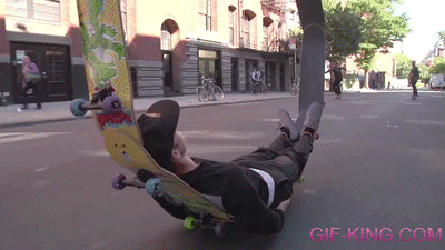 Man Travels on Circular Skateboards