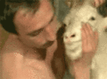man kiss goat