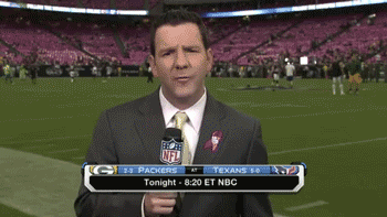 NFL Network reporter get hit by a football.