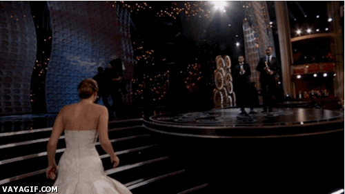 Jennifer Lawrence Falls At The Oscars