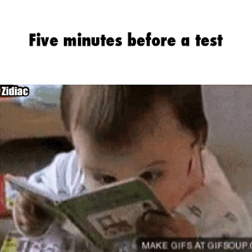 five minutes before the test