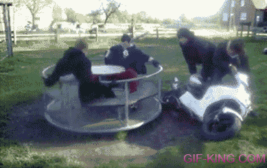 funny and stupid motorcycle merry go round