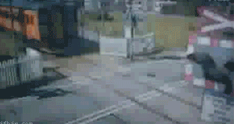 Car almost hit by train