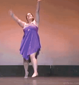 Fat chick falls on stage while dancing