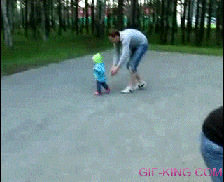 Fast dad catches falling baby