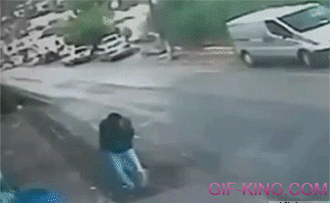 Man on the phone catches runaway stroller