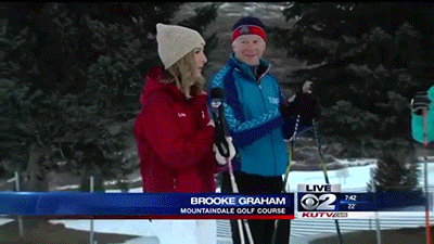 reporter on skis passes out on camera