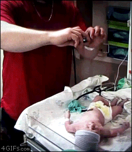 phone dropped on newborn baby by his father