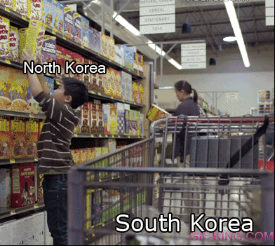 Cereal cart America blocks North Korea