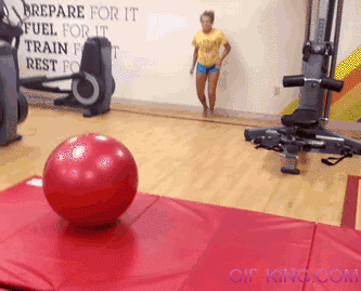 girl exercise ball jump epic fail