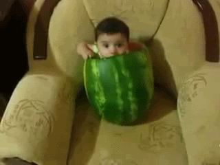 baby in watermelon