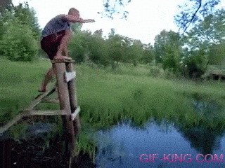 Drunk Russian Guy Attempts The Rope Swing