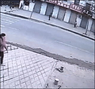 woman falls through sidewalk