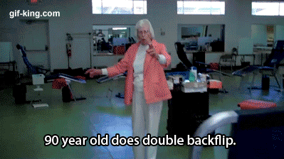 90 year old woman does a double back flip!