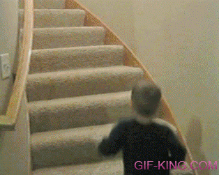 Kid Climbs Stairs