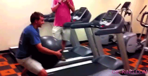 Exercise Ball on Treadmill Fail