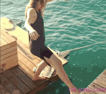 Girl getting off the raft FAIL