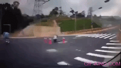 Motorcycle Rider Falls Into Manhole