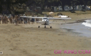 Plane crashes while taking off on a beach