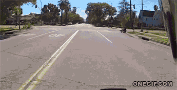 Motorcycle rider helps guy in wheelchair