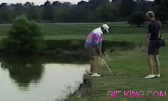 golfers fall in the water